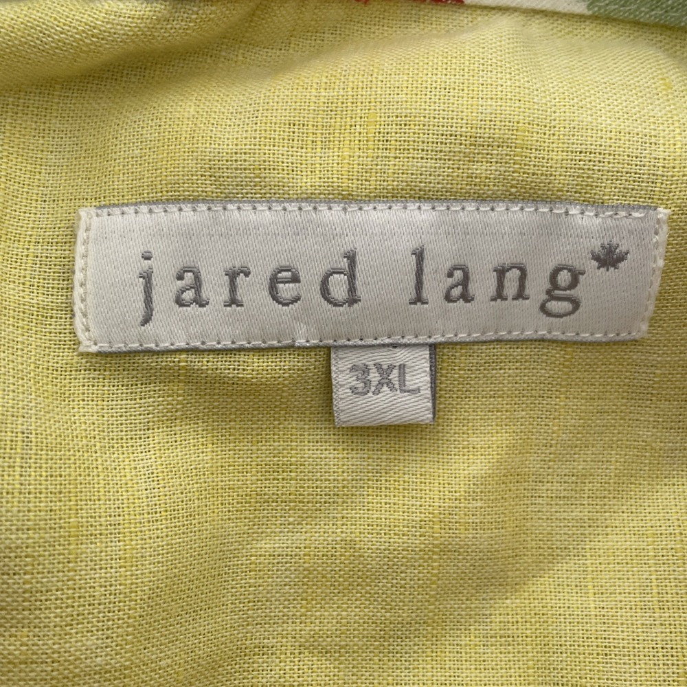 Jared Lang Linen Cotton Yellow Silver Button Down Long Sleeve Shirt Men‎ 3XL - Picture 6 of 8
